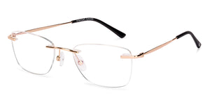 Gold Rectangle Rimless Unisex Eyeglasses by Vincent Chase-229634