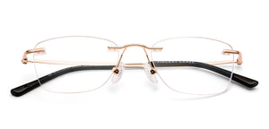 Gold Rectangle Rimless Unisex Eyeglasses by Vincent Chase-229634