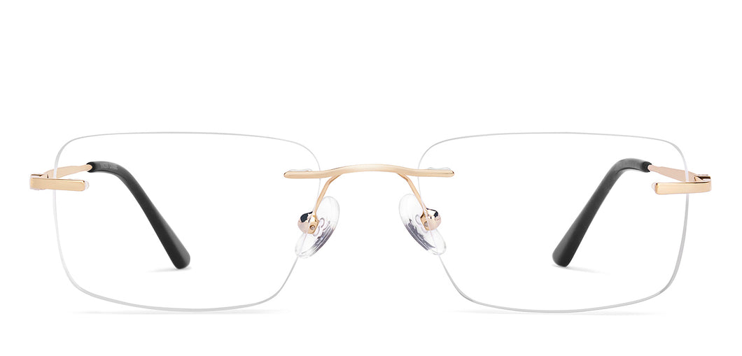 Gold Rectangle Rimless Unisex Eyeglasses by Vincent Chase-218257