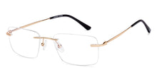 Load image into Gallery viewer, Gold Rectangle Rimless Unisex Eyeglasses by Vincent Chase-218257
