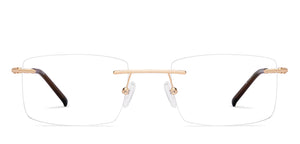 Gold Rectangle Rimless Unisex Eyeglasses by Vincent Chase-223339