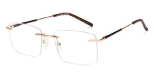 Load image into Gallery viewer, Gold Rectangle Rimless Unisex Eyeglasses by Vincent Chase-223339