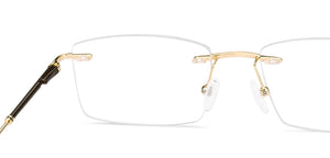Gold Rectangle Rimless Unisex Eyeglasses by Vincent Chase-223339