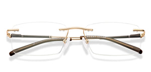 Gold Rectangle Rimless Unisex Eyeglasses by Vincent Chase-223339