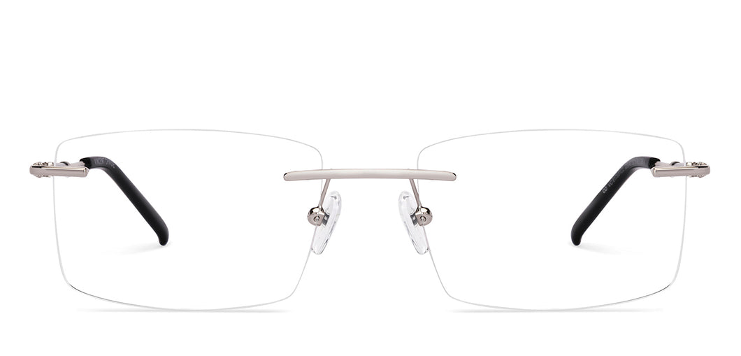 Gunmetal Rectangle Rimless Unisex Eyeglasses by Vincent Chase-223340