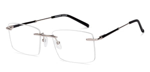 Gunmetal Rectangle Rimless Unisex Eyeglasses by Vincent Chase-223340