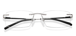 Gunmetal Rectangle Rimless Unisex Eyeglasses by Vincent Chase-223340