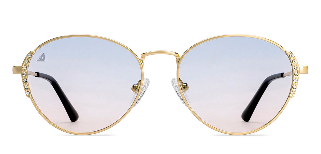 Gold Round Full Rim Women Sunglasses by Vincent Chase Polarized-212893