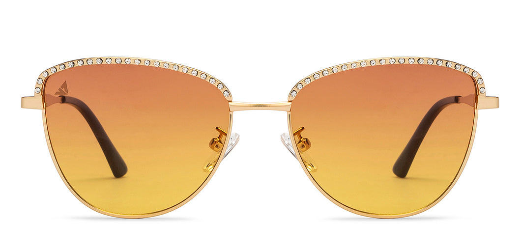 Gold Cat Eye Full Rim Women Sunglasses by Vincent Chase Polarized-212905