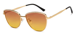Gold Cat Eye Full Rim Women Sunglasses by Vincent Chase Polarized-212905