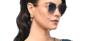 Gold Cat Eye Full Rim Women Sunglasses by Vincent Chase Polarized-212913