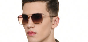 Gold Rectangle/ Square Full Rim Unisex Sunglasses by Vincent Chase-217144