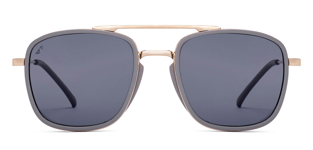Gold Rectangle Full Rim Unisex Sunglasses by Vincent Chase Polarized-217158