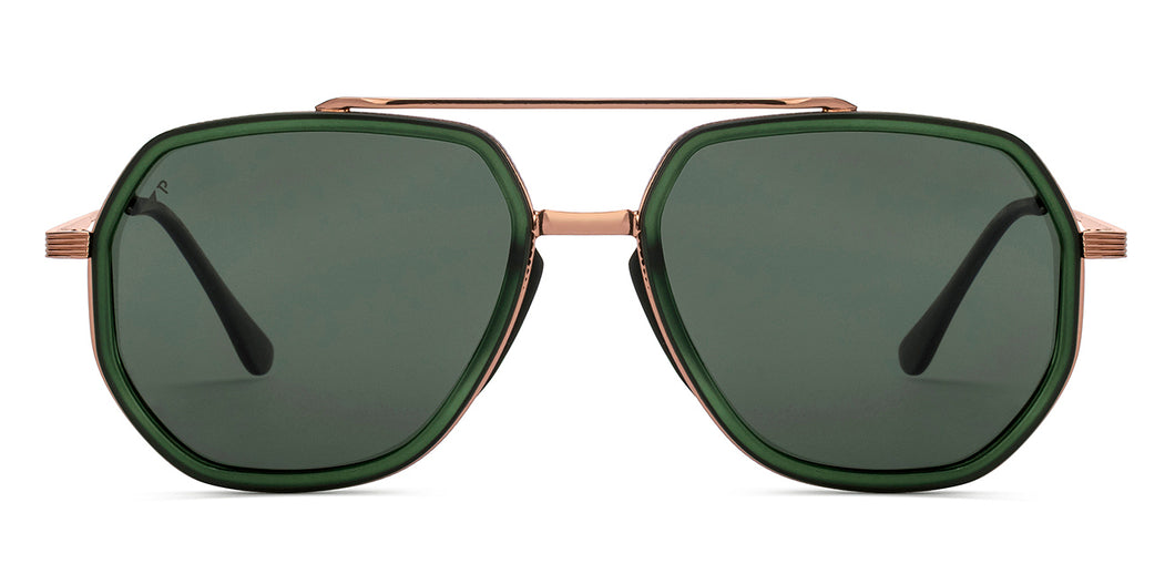 Green Geometric Full Rim Unisex Sunglasses by Vincent Chase Polarized-217159