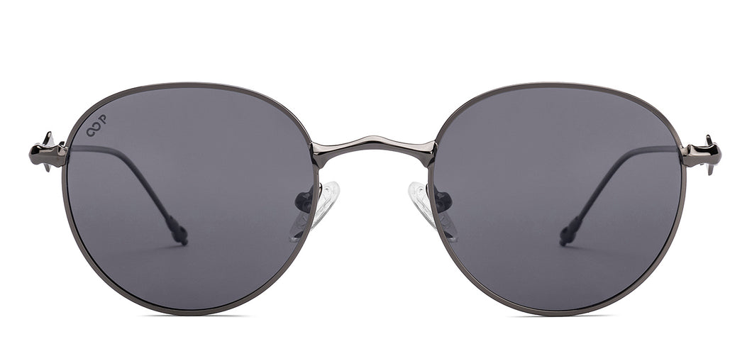 Gunmetal Round Full Rim Unisex Sunglasses by Vincent Chase Polarized-221002