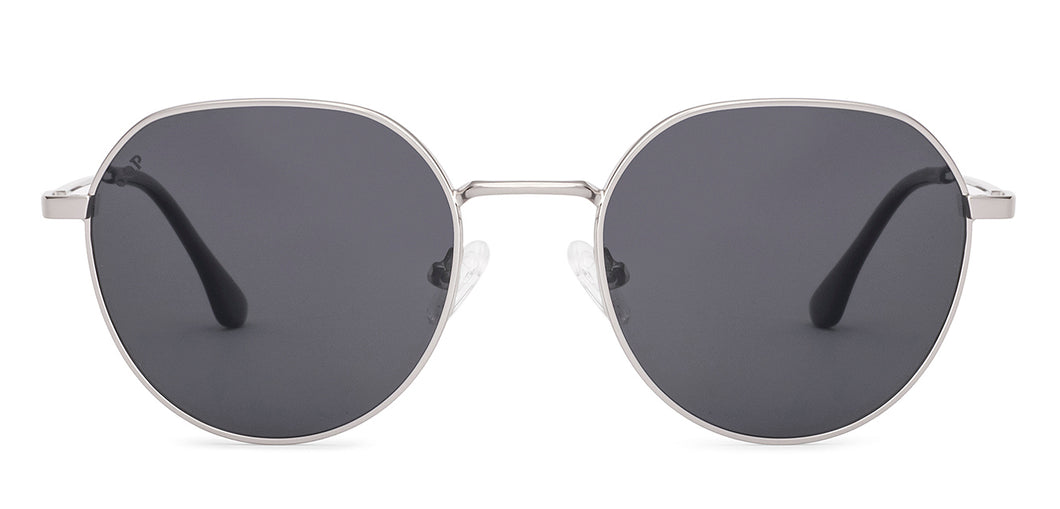 Silver Round Full Rim Unisex Sunglasses by Vincent Chase Polarized-237594