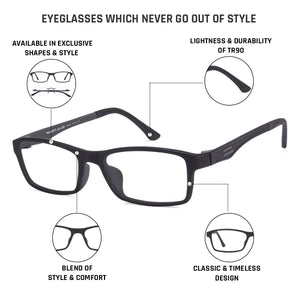 Black Rectangle Full Rim Unisex Eyeglasses by Lenskart Air Online-96620