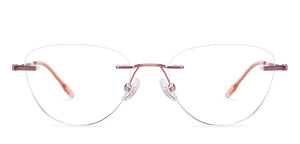 Rose Gold Cat Eye Rimless Women Eyeglasses by Vincent Chase-229631