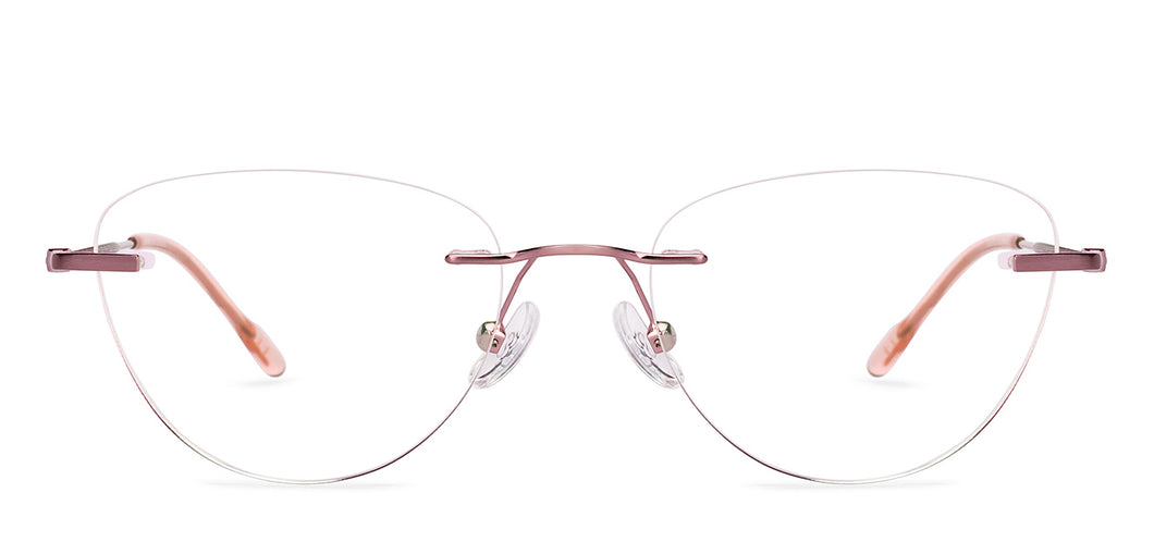 Rose Gold Cat Eye Rimless Women Eyeglasses by Vincent Chase-229631