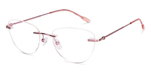 Rose Gold Cat Eye Rimless Women Eyeglasses by Vincent Chase-229631