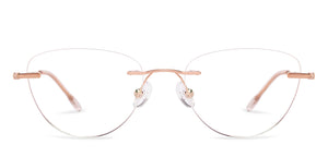 Gold Cat Eye Rimless Women Eyeglasses by Vincent Chase-229632