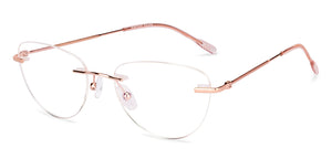 Gold Cat Eye Rimless Women Eyeglasses by Vincent Chase-229632