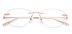 Gold Cat Eye Rimless Women Eyeglasses by Vincent Chase-229632