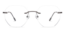 Load image into Gallery viewer, Gunmetal Geometric Rimless Unisex Eyeglasses by Vincent Chase Online-220973