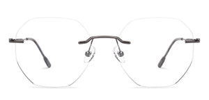 Gunmetal Geometric Rimless Unisex Eyeglasses by Vincent Chase Online-220973