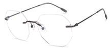 Load image into Gallery viewer, Gunmetal Geometric Rimless Unisex Eyeglasses by Vincent Chase Online-220973