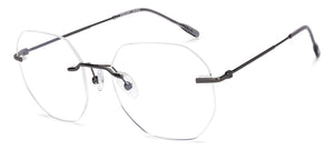 Gunmetal Geometric Rimless Unisex Eyeglasses by Vincent Chase Online-220973