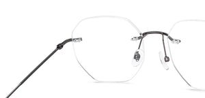Gunmetal Geometric Rimless Unisex Eyeglasses by Vincent Chase Online-220973