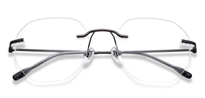 Gunmetal Geometric Rimless Unisex Eyeglasses by Vincent Chase Online-220973