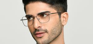 Gunmetal Rectangle Full Rim Unisex Eyeglasses by Vincent Chase-222701