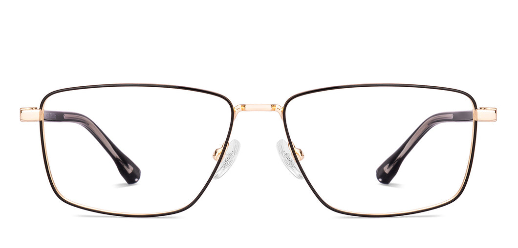 Gold Rectangle Full Rim Unisex Eyeglasses by Vincent Chase-227577