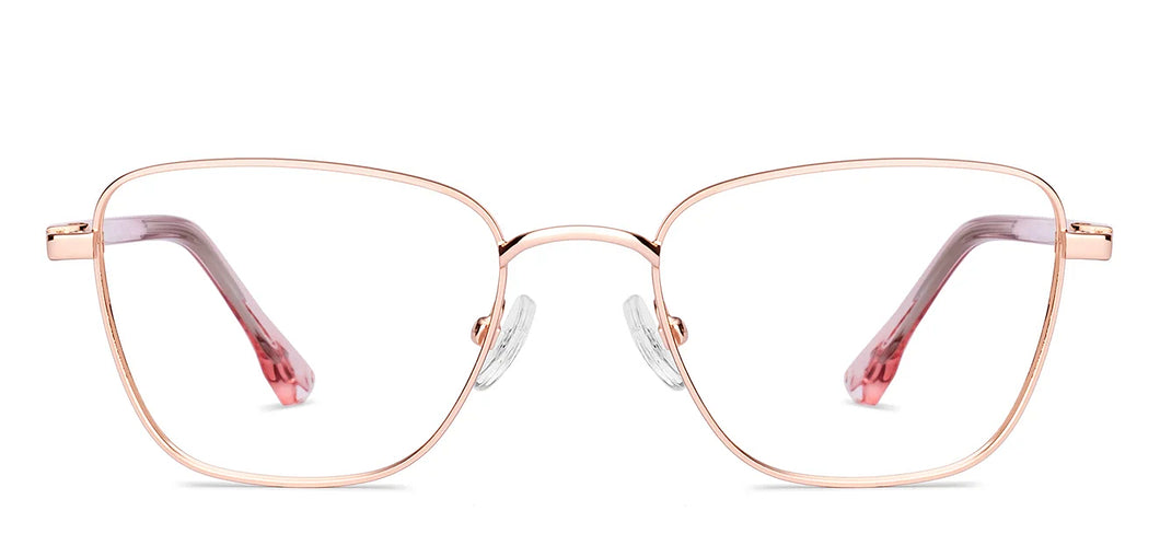 Gold Rectangle Full Rim Unisex Eyeglasses by Vincent Chase-227609