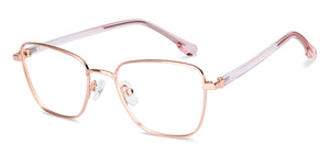 Gold Rectangle Full Rim Unisex Eyeglasses by Vincent Chase-227609