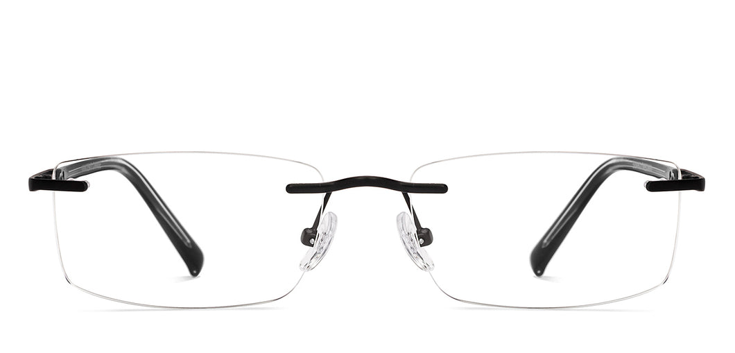 Black Rectangle Rimless Unisex Eyeglasses by Vincent Chase-231506