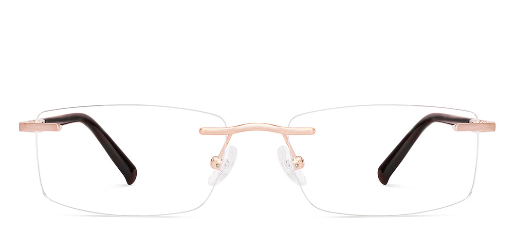 Gold Rectangle Rimless Unisex Eyeglasses by Vincent Chase-231505