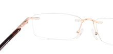 Load image into Gallery viewer, Gold Rectangle Rimless Unisex Eyeglasses by Vincent Chase-231505