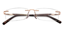 Load image into Gallery viewer, Gold Rectangle Rimless Unisex Eyeglasses by Vincent Chase-231505