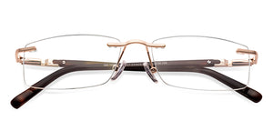 Gold Rectangle Rimless Unisex Eyeglasses by Vincent Chase-231505