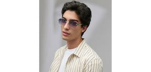Silver Square Rimless Unisex Sunglasses by Vincent Chase-225927