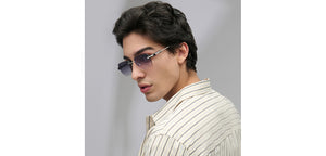 Silver Square Rimless Unisex Sunglasses by Vincent Chase-225927