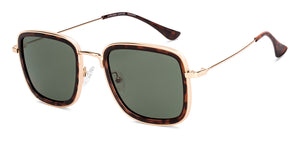 Gold Rectangle/ Square Full Rim Unisex Sunglasses by Vincent Chase Polarized-229556