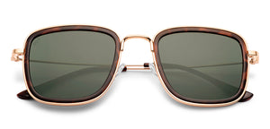 Gold Rectangle/ Square Full Rim Unisex Sunglasses by Vincent Chase Polarized-229556