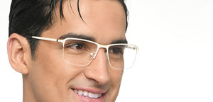 White Rectangle Half Rim Unisex Eyeglasses by Vincent Chase Online-215365