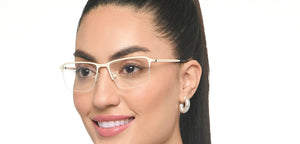 White Rectangle Half Rim Unisex Eyeglasses by Vincent Chase Online-215365