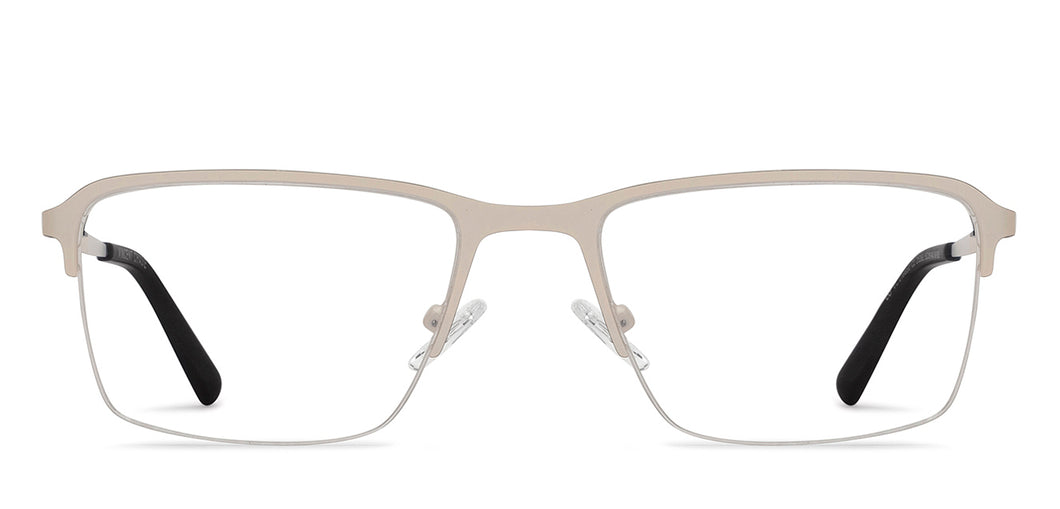 White Rectangle Half Rim Unisex Eyeglasses by Vincent Chase Online-215365