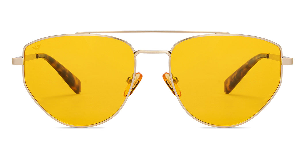 Gold Aviator Full Rim Unisex Sunglasses by Vincent Chase Online-206768